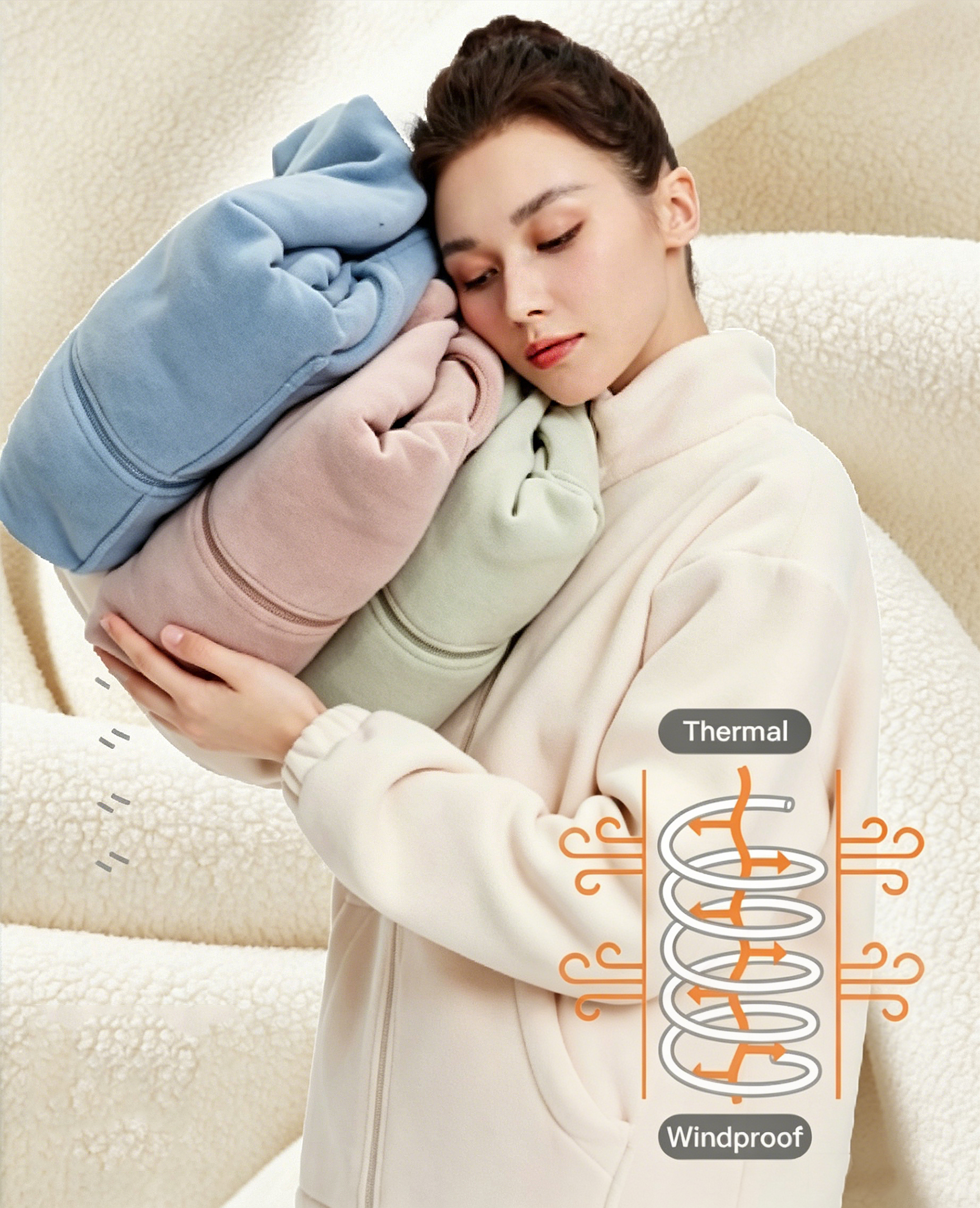 Woman with Aoli fleece garments